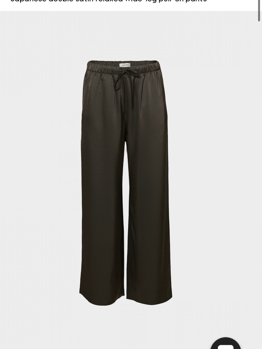 Aritzia Women’s Lodge Satin Drawstring Pants in Cacoa Nib
